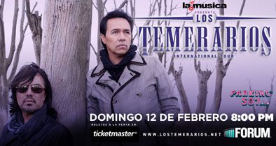 LAMUSICA Y 97.9FM LA RAZA PRESENTAN LOS TEMERARIOS EN CONCIERTO EL PRÓXIMO 12 DE FEBRERO DE 2017